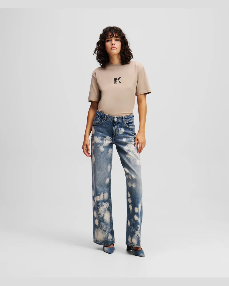 Karl Lagerfeld Gebleichte Jeans In Lässiger Passform Mit Mittelhohem Bund, Frau, Gebleichtes Denim, Größe Gebleichtes