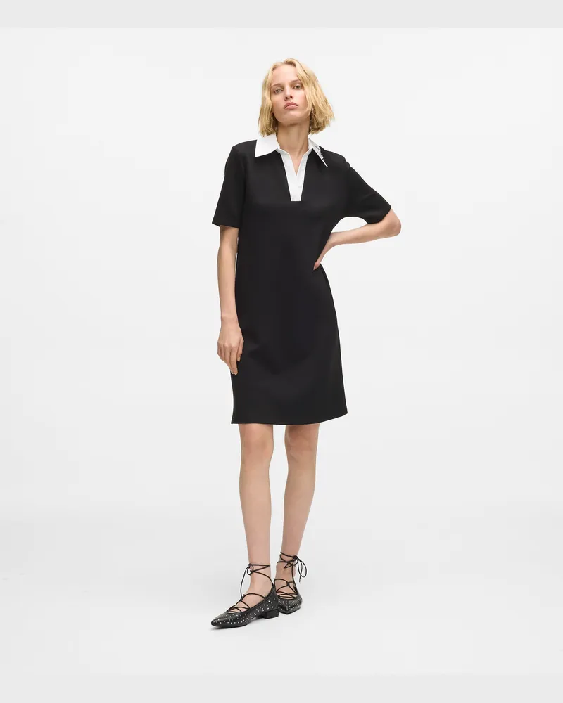 Karl Lagerfeld Signature Polokleid Mit Kragen, Female, Schwarz, Size Black