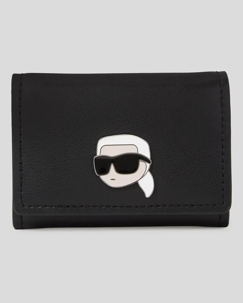 Karl Lagerfeld Ikon pin Kleines Leder-portemonnaie, Frau, Schwarz, Größe Schwarz