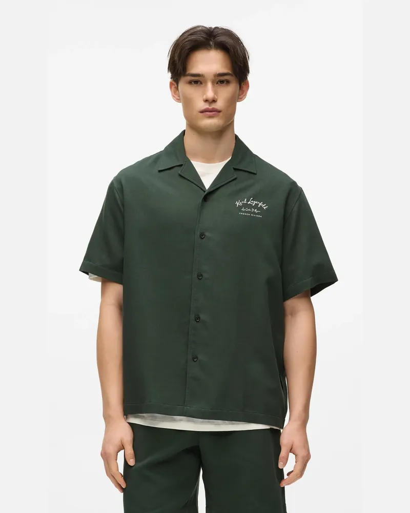 Karl Lagerfeld Kurzärmliges Côte D'azur-hemd, Herren, Visuell Verwaschenes Blau, Used-look, Größe Visuell