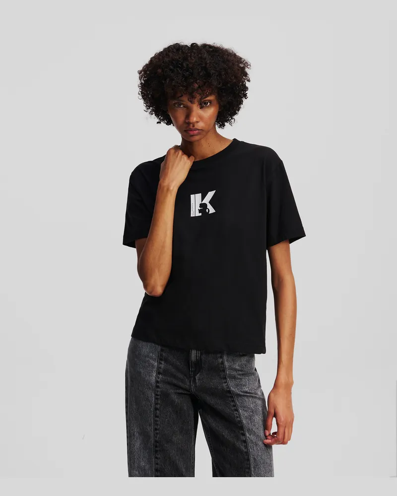 Karl Lagerfeld K-logo T-shirt, Frau, Schwarz, Größe Schwarz