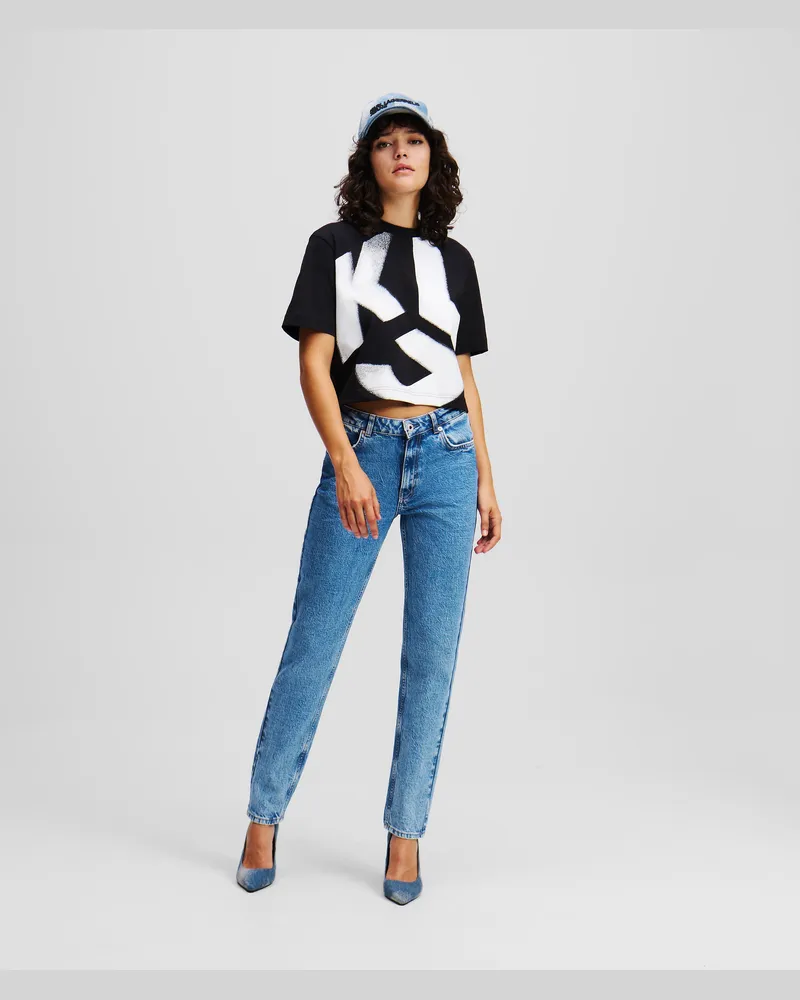 Karl Lagerfeld Mom jeans, Frau, Hellblauer Marmor, Größe Hellblauer
