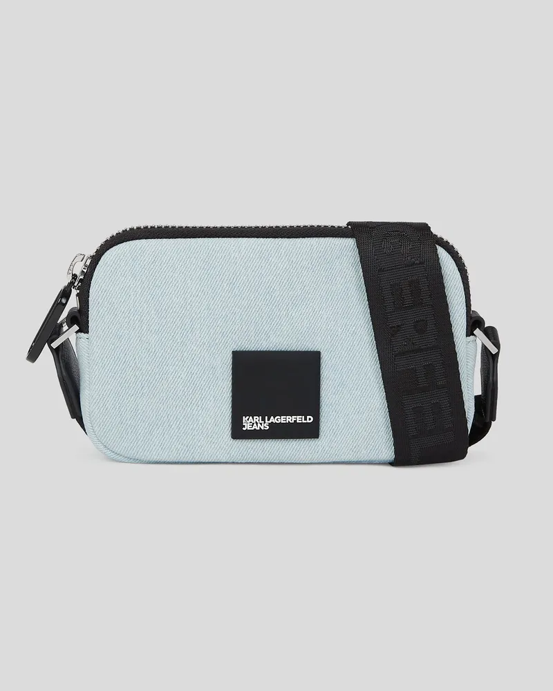 Karl Lagerfeld Mini-denim-umhängetasche Mit Box-logo, Frau, Hellblau, Größe Hellblau