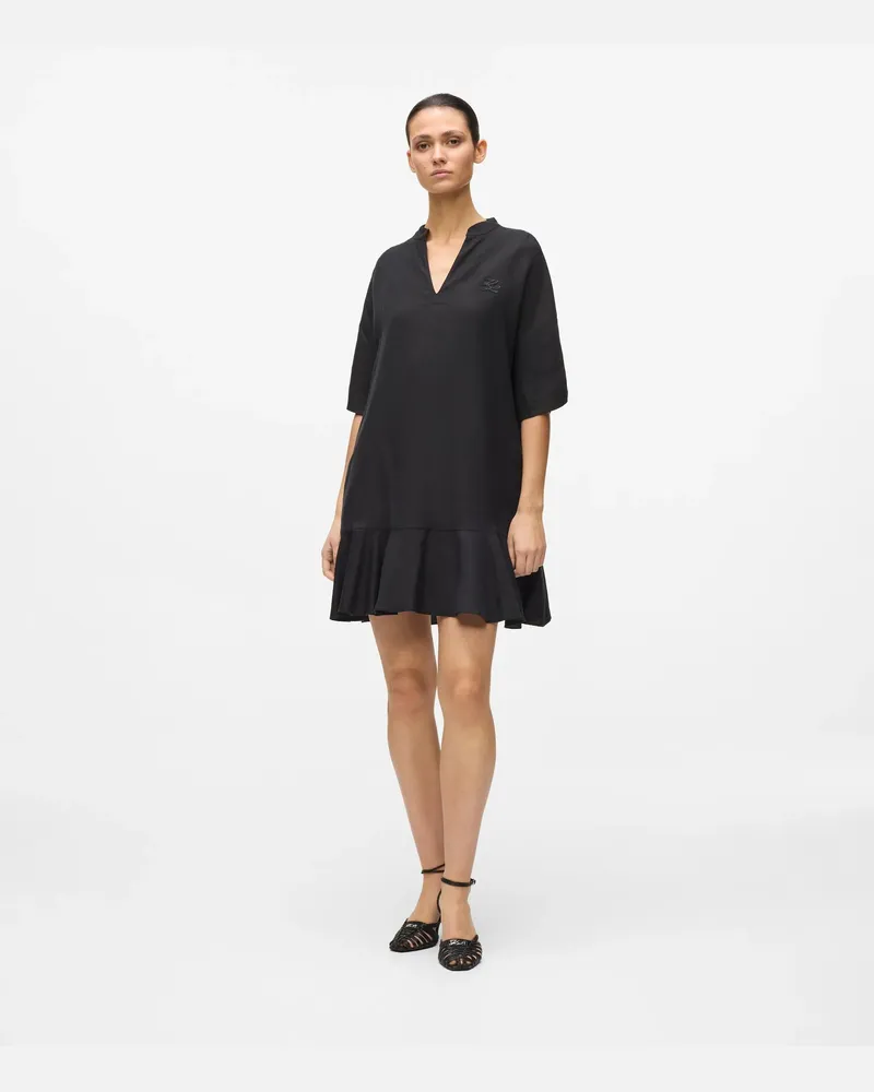 Karl Lagerfeld Etuikleid Aus Leinenmischgewebe, Damen, Schwarz, Größe Schwarz