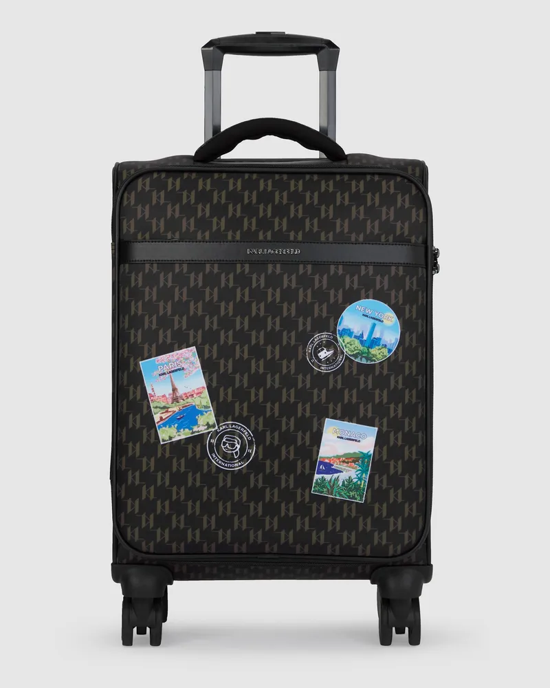 Karl Lagerfeld Ikon Monogram Rollenkoffer, Damen, Braun-monogramm, Größe Braun-monogramm