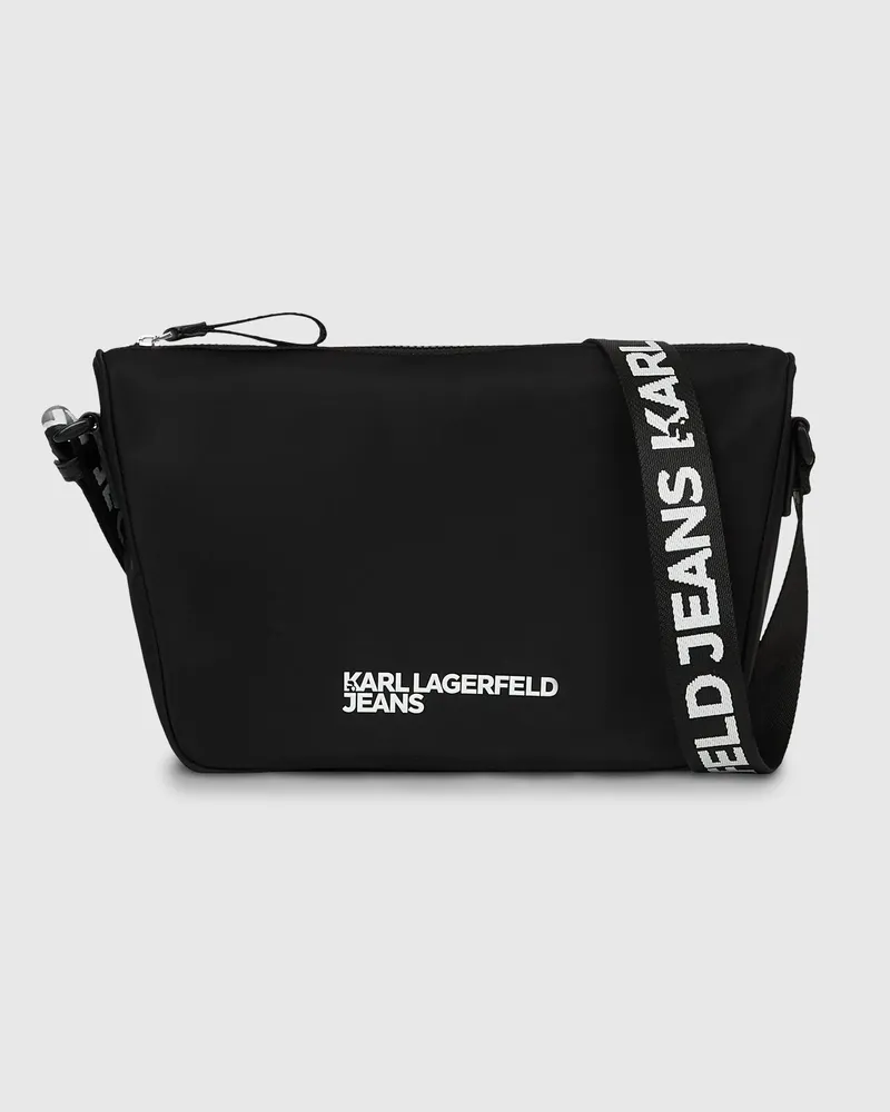Karl Lagerfeld Umhängetasche Aus Nylon Mit Logo, Male, Schwarz, Size Black