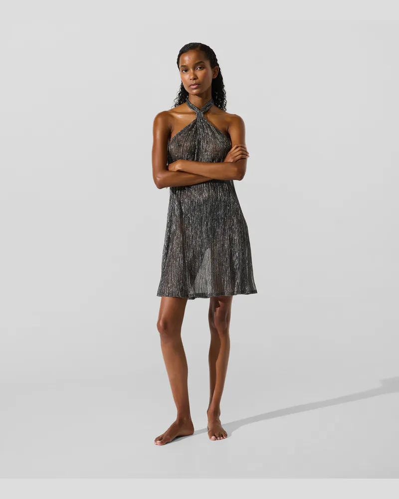 Karl Lagerfeld Metallic-strandkleid, Damen, Schwarz, Größe Schwarz