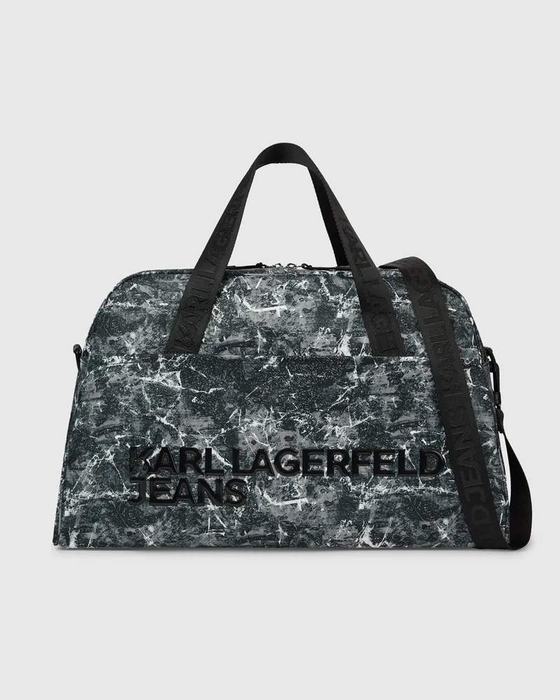 Karl Lagerfeld Sporttasche Aus Nylon Mit Graffiti-print, Herren, Eisiger Allover-print, Größe Eisiger