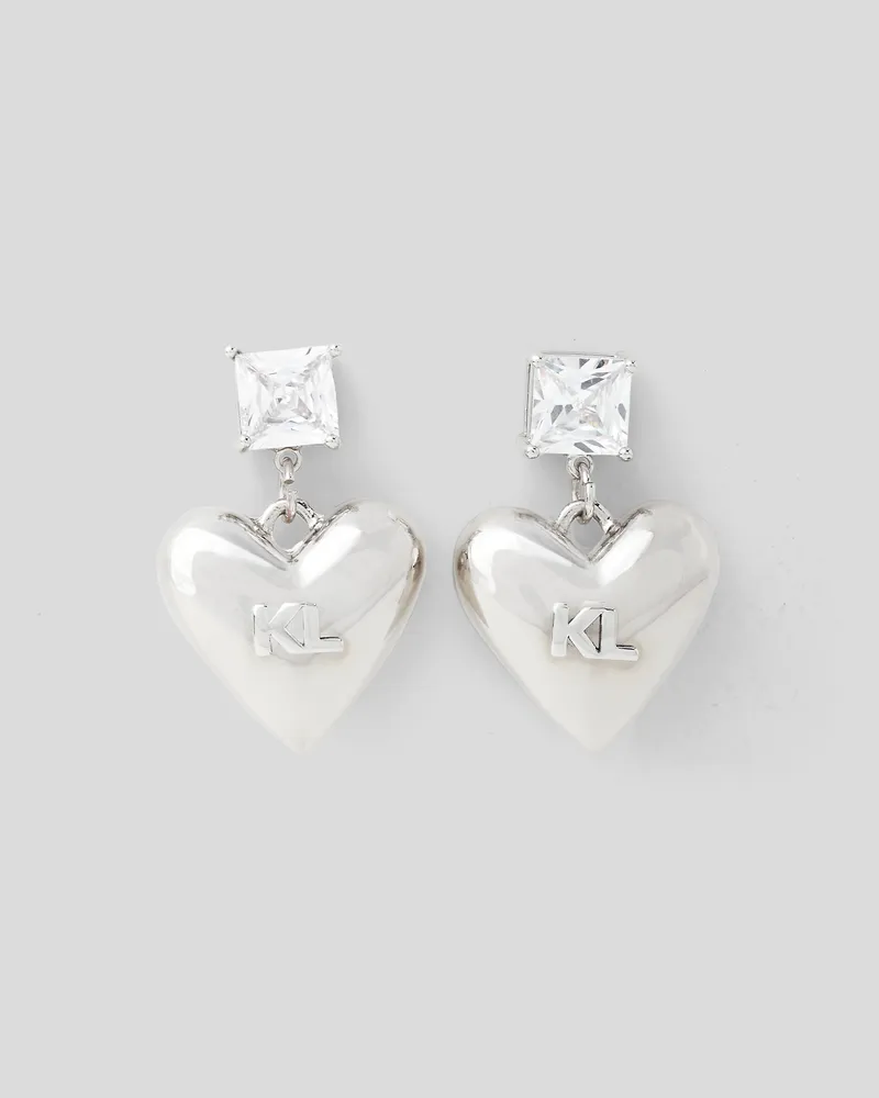 Karl Lagerfeld K/rock Herzförmige Ohrringe, Frau, Silver, Größe Silver