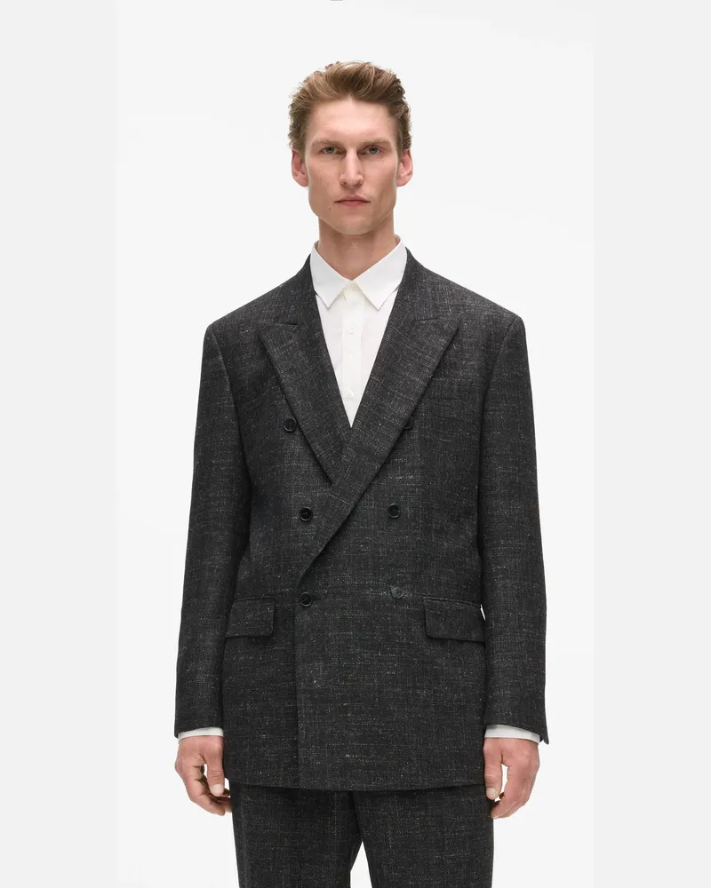 Karl Lagerfeld Zweireihige Strukturierte Anzugjacke, Herren, Schwarz, Größe Schwarz