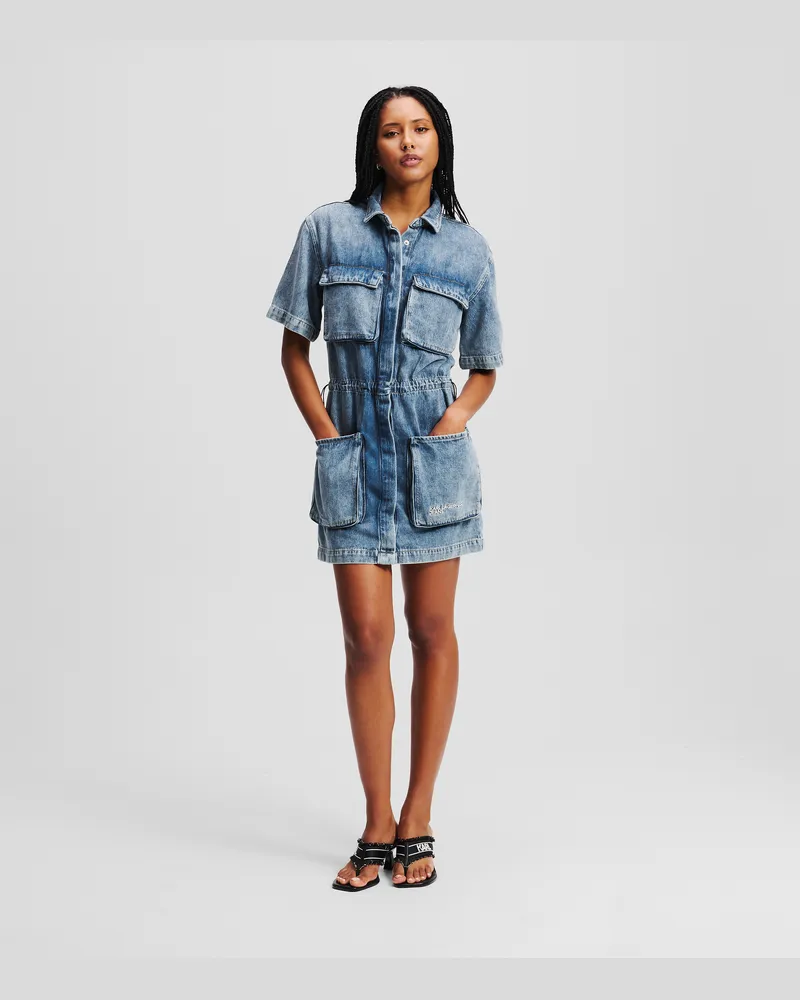 Karl Lagerfeld Hemdkleid Im Utility-stil, Frau, Marble Blue, Größe Marble