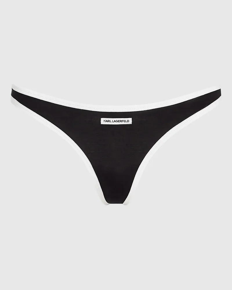 Karl Lagerfeld Monochromer Tanga Mit Hohem Beinabschluss, Damen, Schwarz, Größe Schwarz