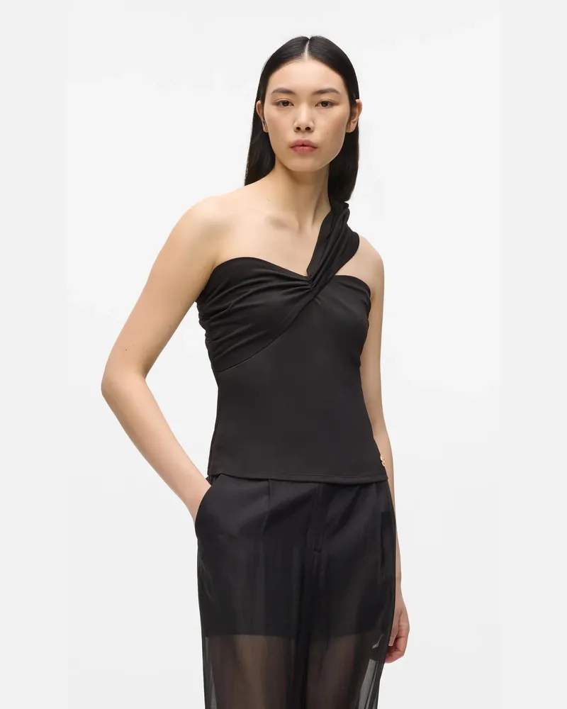 Karl Lagerfeld Drapiertes One-shoulder-t-shirt, Damen, Schwarz, Größe Schwarz