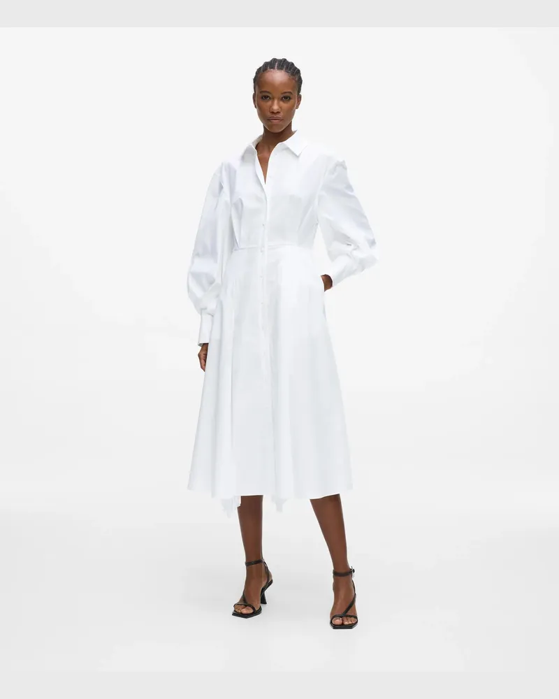 Karl Lagerfeld Plissee-hemdkleid Aus Popeline, Damen, Weiss, Größe Weiss
