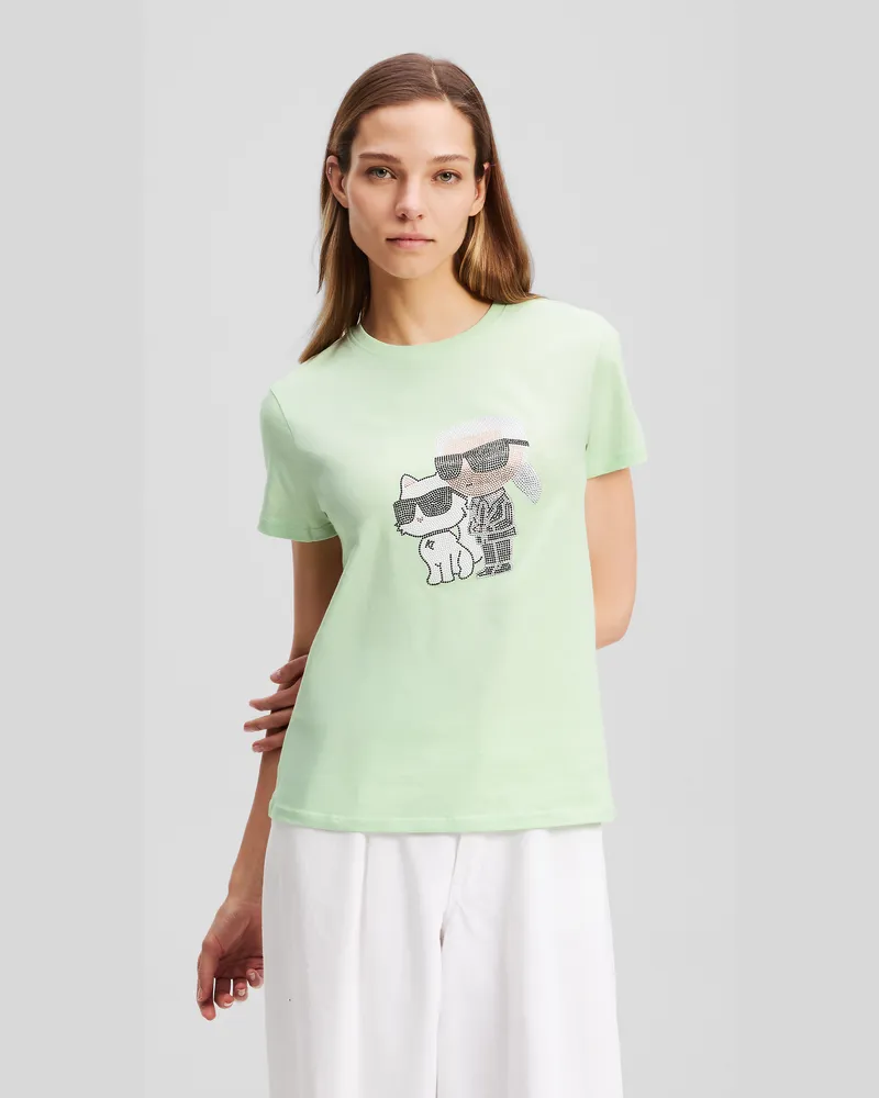 Karl Lagerfeld Ikon karl & Choupette t-shirt Mit Strass, Frau, Spray, Größe Spray