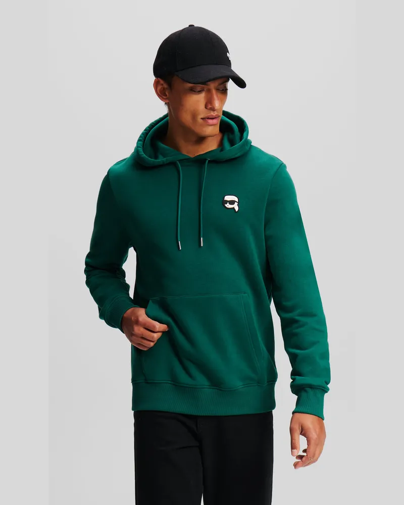 Karl Lagerfeld Ikon  Kapuzenpullover Mit Aufnäher, Mann, Rainforest Grün, Größe Rainforest