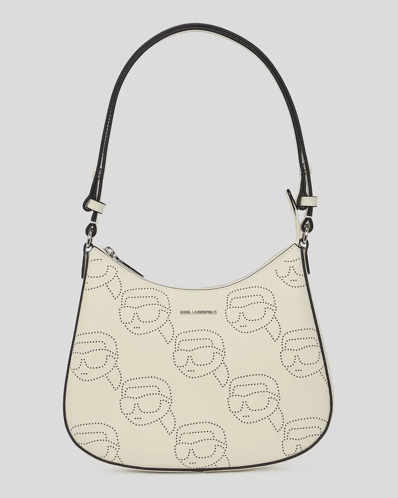 Karl Lagerfeld Ikon Schultertasche Mit Lochmuster, Frau, Off White, Größe Off