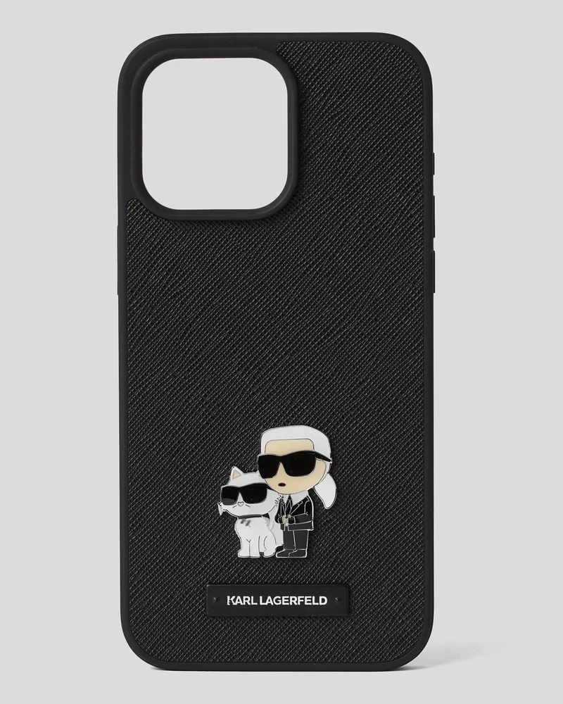 Karl Lagerfeld Ikon karl-&-choupette-schutzhülle Für Das Iphone 16 pro max, Frau, Schwarz, Größe Schwarz