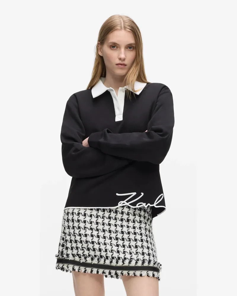 Karl Lagerfeld Charakteristisches Polo-sweatshirt, Damen, Schwarz, Größe Schwarz