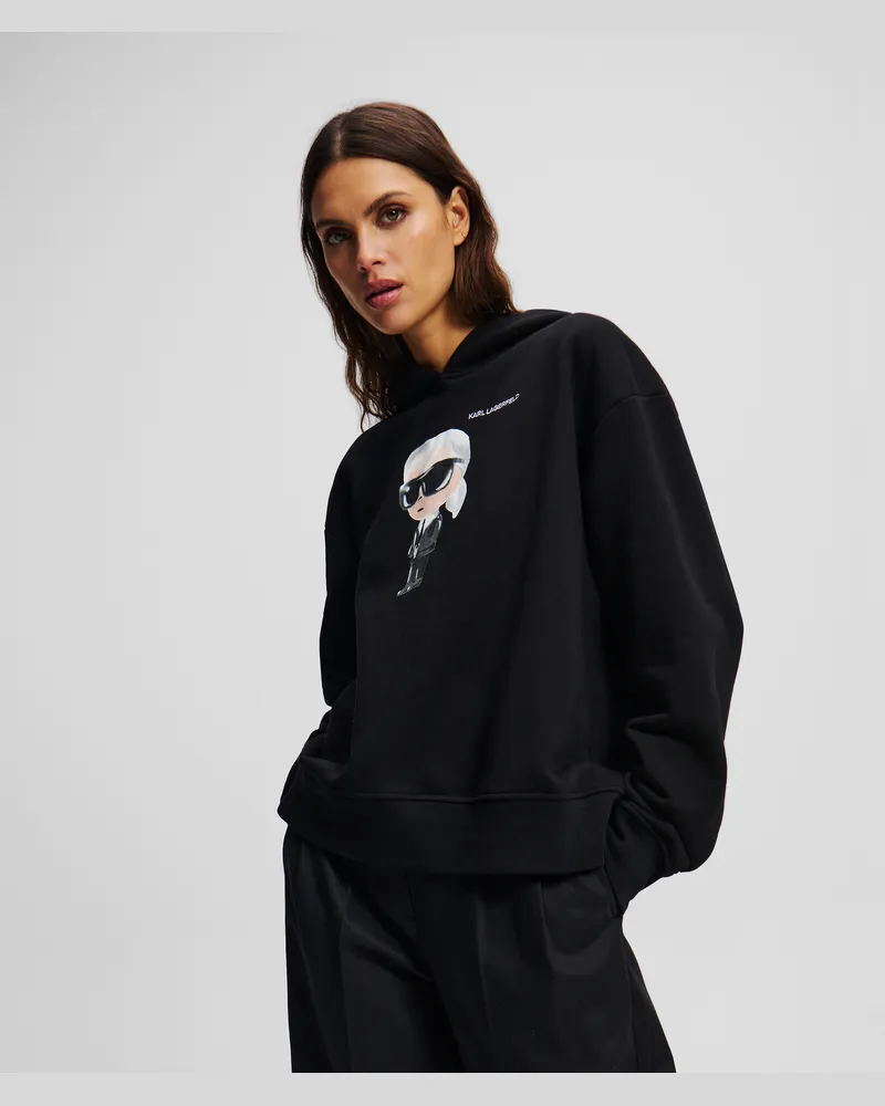 Karl Lagerfeld Ikon kapuzenpullover, Frau, Schwarz, Größe Schwarz