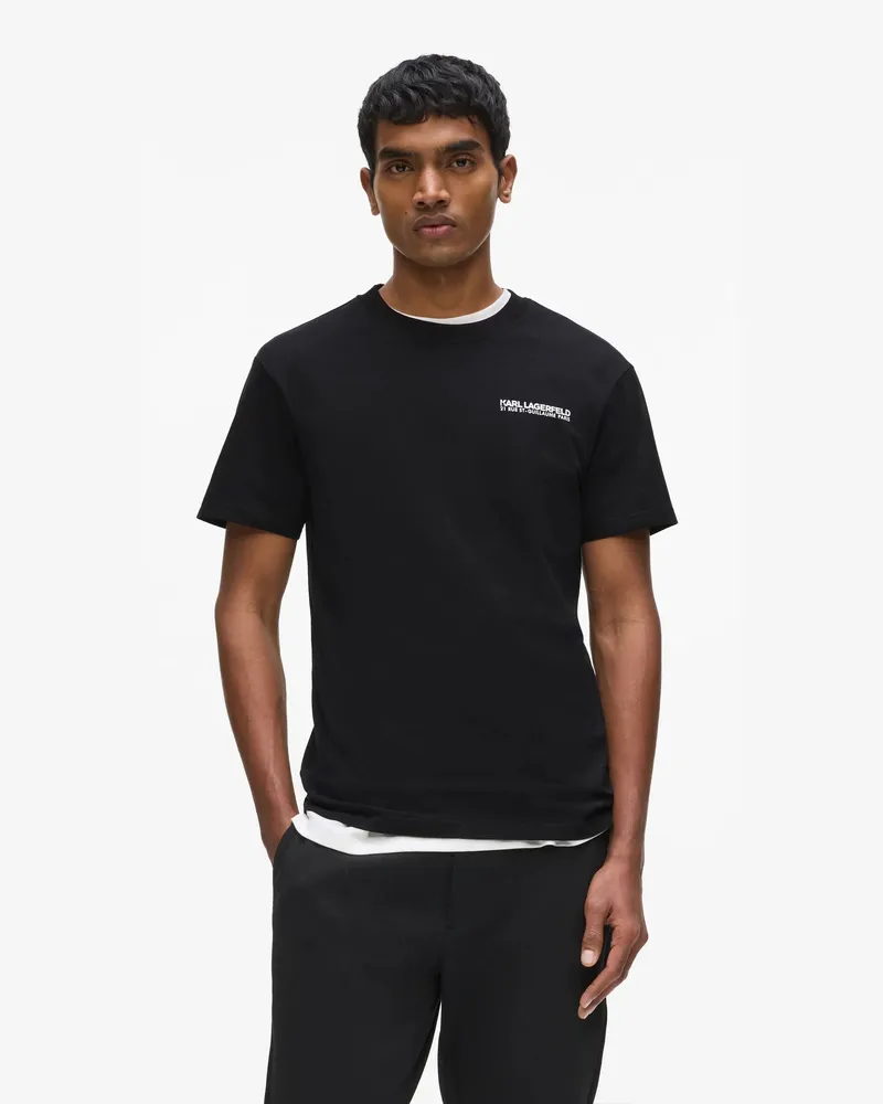 Karl Lagerfeld Rue St-guillaume Schmal Geschnittenes T-shirt, Herren, Schwarz, Größe Schwarz