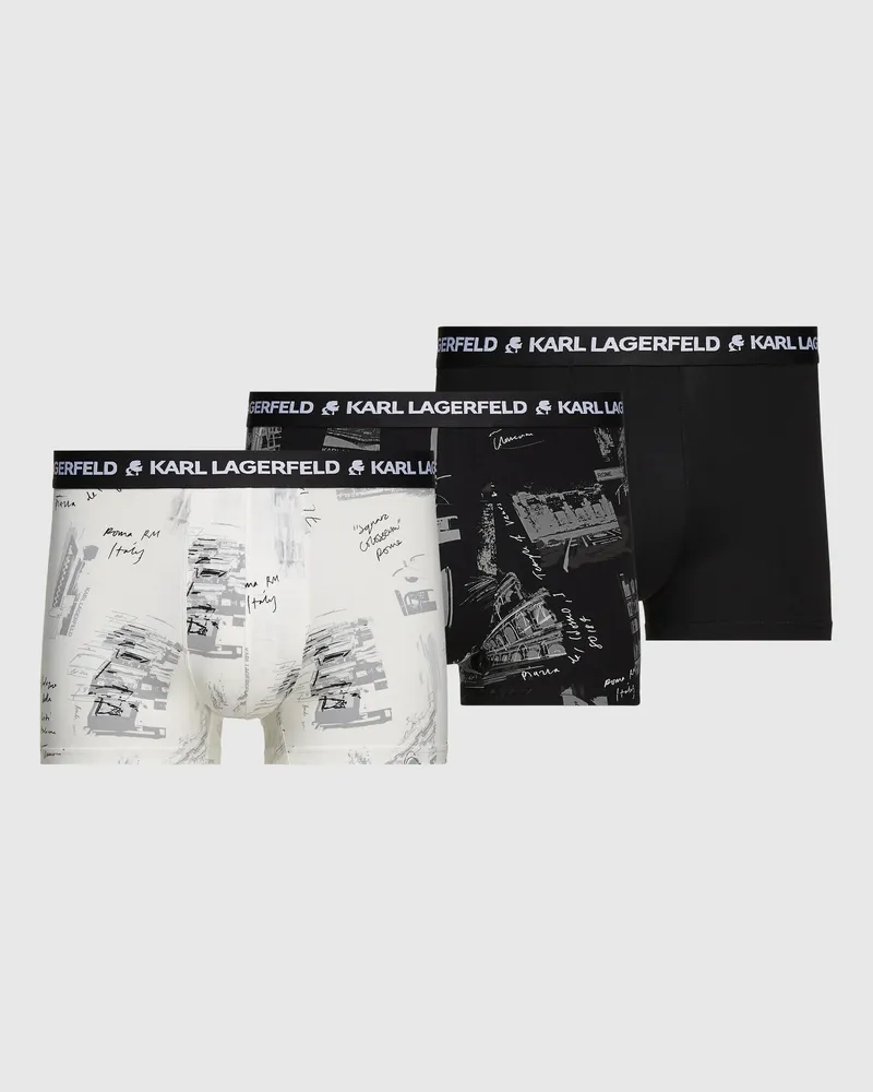 Karl Lagerfeld Boxershorts Mit Skizzen Von Rom – 3er-pack, Male, Rom-cannoli-schwarz, Size 