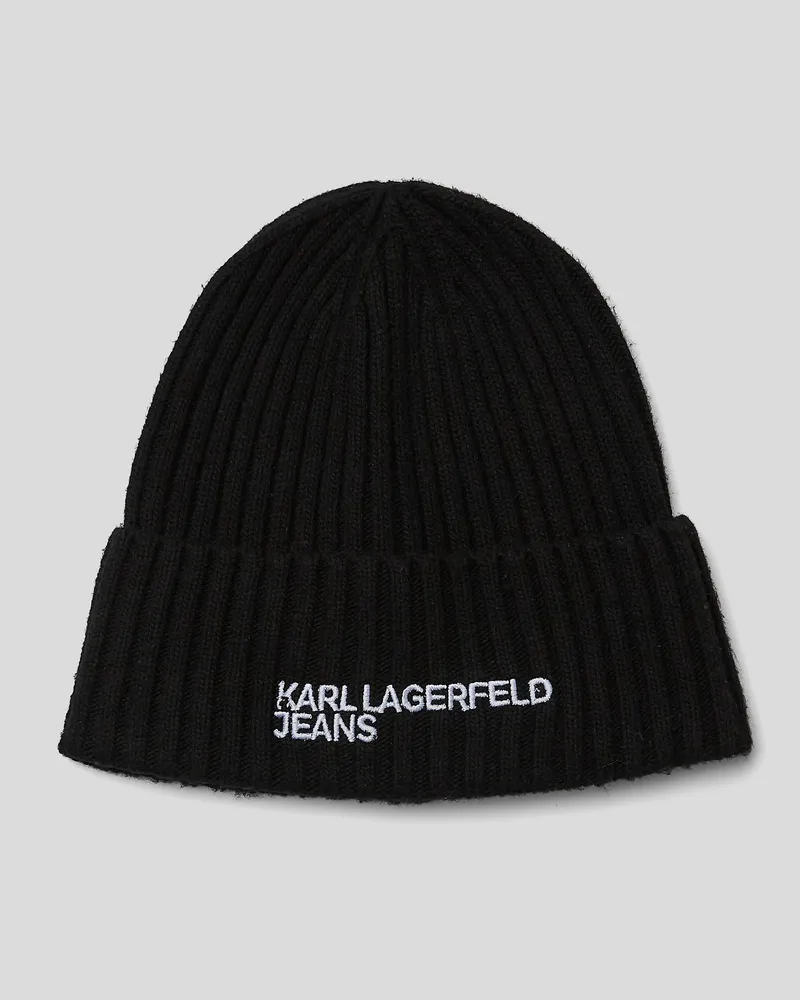 Karl Lagerfeld Mütze Mit Rippstrick Und Logo, Mann, Schwarz, Größe Schwarz
