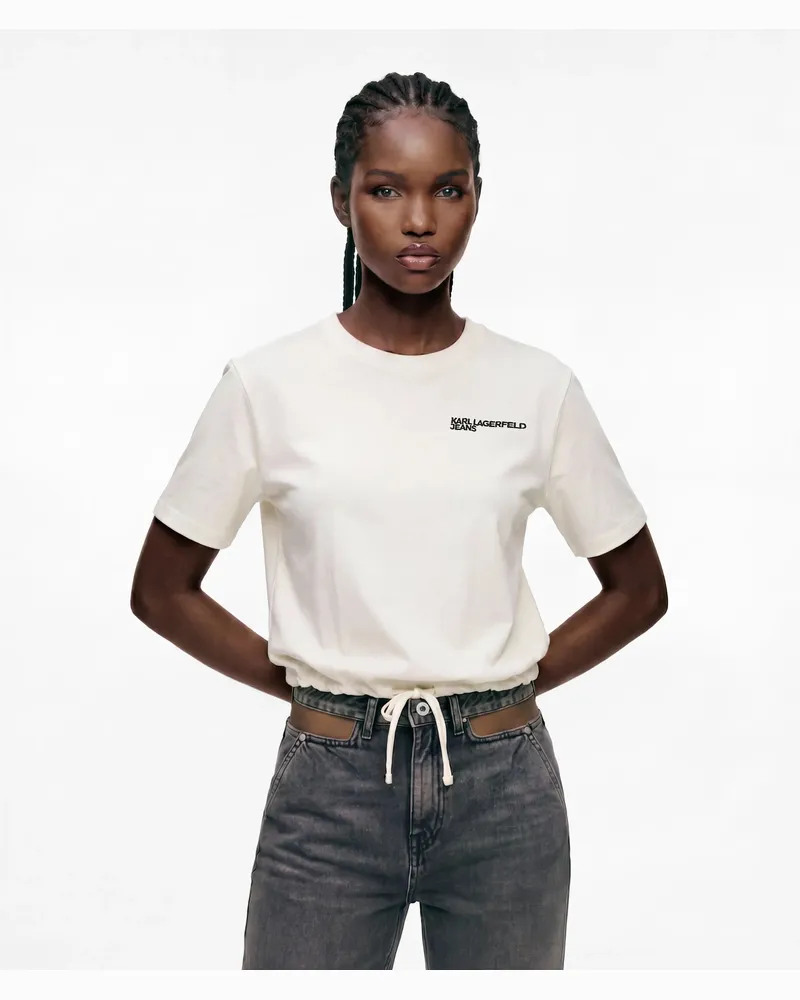 Karl Lagerfeld T-shirt Mit Gebundenem Saum, Damen, Reiher, Größe Reiher