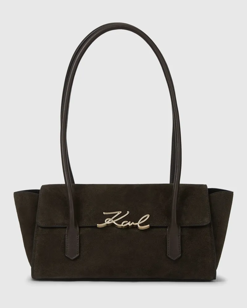 Karl Lagerfeld K/signature- Schultertasche Aus Wildleder, Damen, Tobacco, Größe Tobacco
