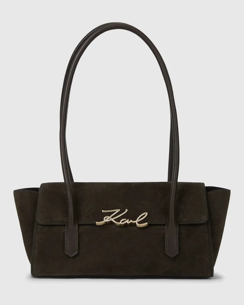 Karl Lagerfeld K/signature- Schultertasche Aus Wildleder, Damen, Tobacco, Größe Tobacco