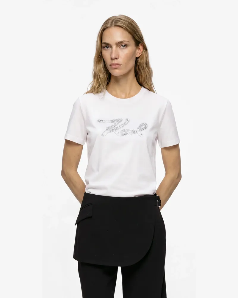 Karl Lagerfeld T-shirt Mit Strass-t-shirt, Female, Weiss, Size White