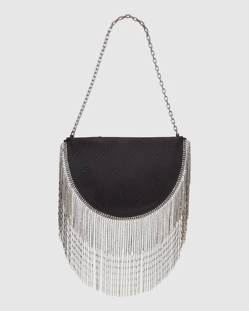 Karl Lagerfeld K/soiree Schultertasche Mit Strass, Damen, Schwarze Verzierung, Größe Schwarze
