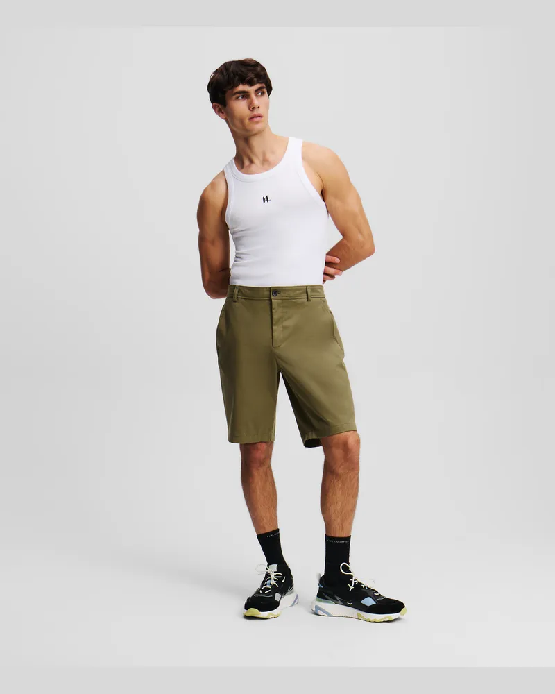 Karl Lagerfeld Monogram Chino-shorts, Mann, Düstergrün, Größe Düstergrün
