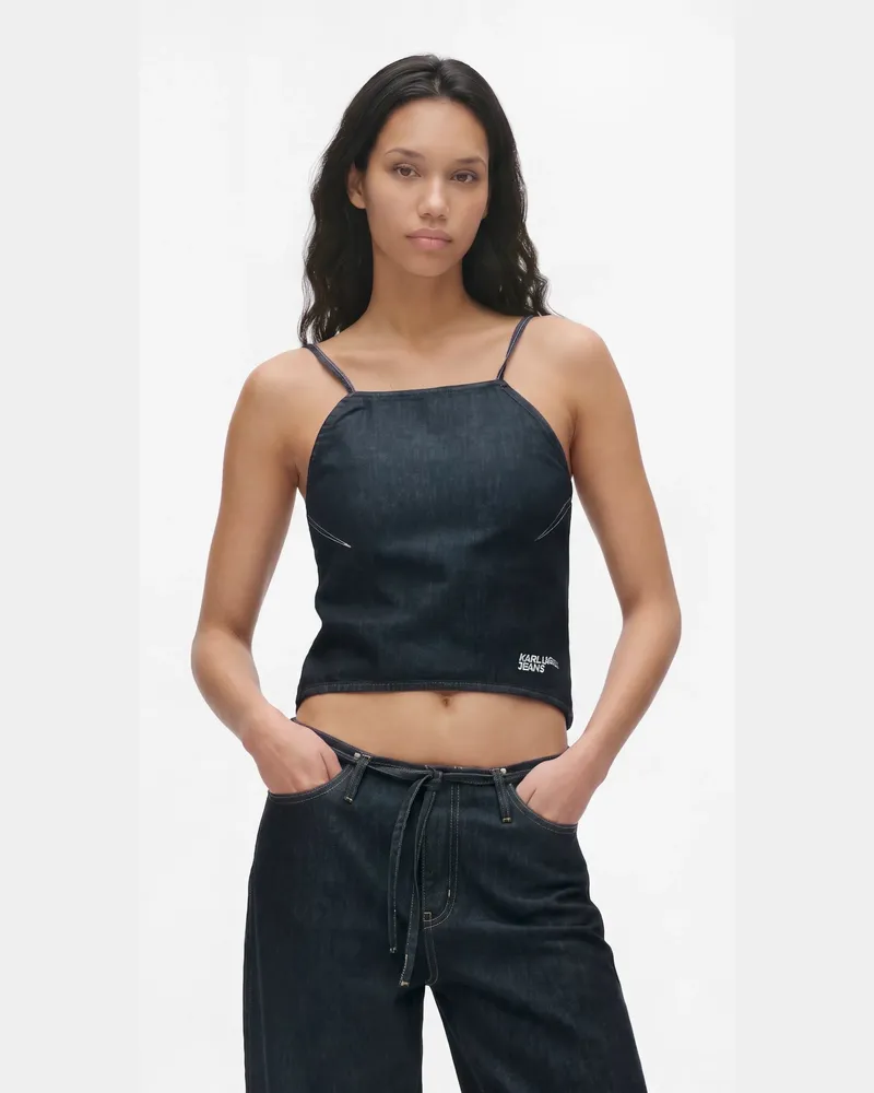 Karl Lagerfeld Enganliegendes Jeans-top Mit Trägern, Female, Rinse Blau, Size Blue