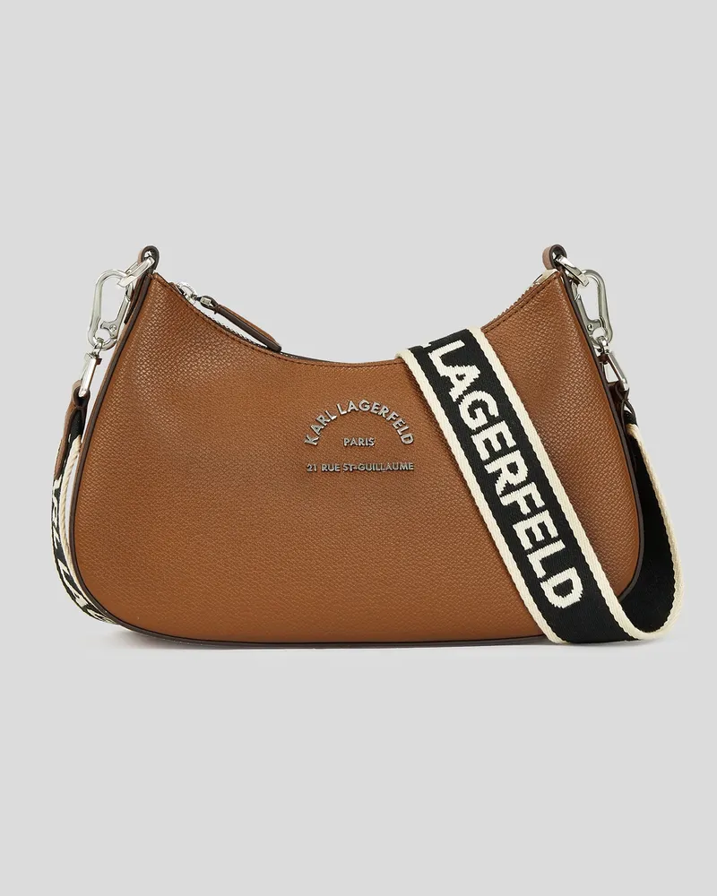 Karl Lagerfeld Rue St-guillaume Metall-schultertasche, Damen, Dunkles Tan, Größe Dunkles