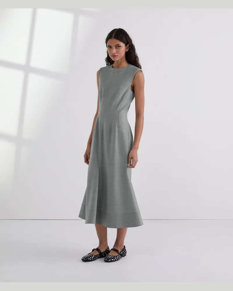 Karl Lagerfeld Couture-kleid Aus Wollstoff, Damen, Mittelgrau-melange, Größe Mittelgrau-melange