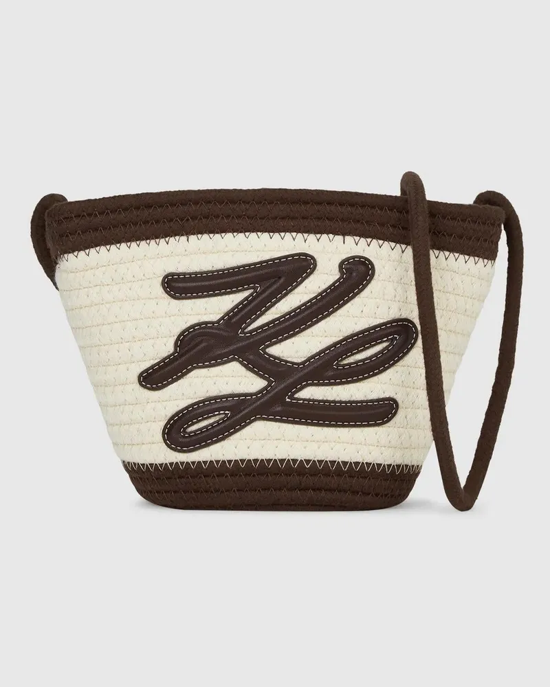 Karl Lagerfeld K/autograph Kleine Strandtasche Aus Seilen, Damen, Schwarzer Kaffee, Größe Schwarzer
