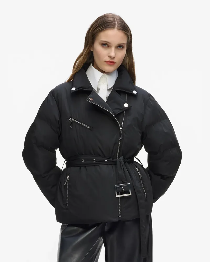 Karl Lagerfeld Biker-pufferjacke, Damen, Schwarz, Größe Schwarz