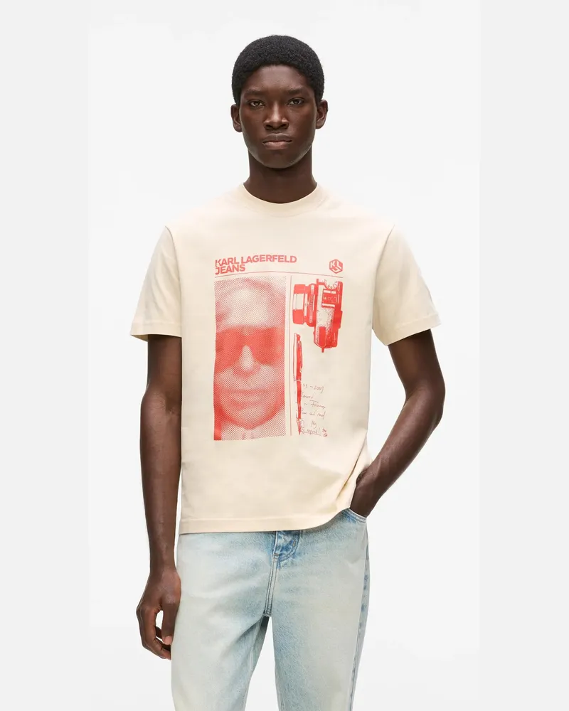 Karl Lagerfeld T-shirt Mit Grafischem Karl-print, Herren, Whitecap Grey, Größe Whitecap