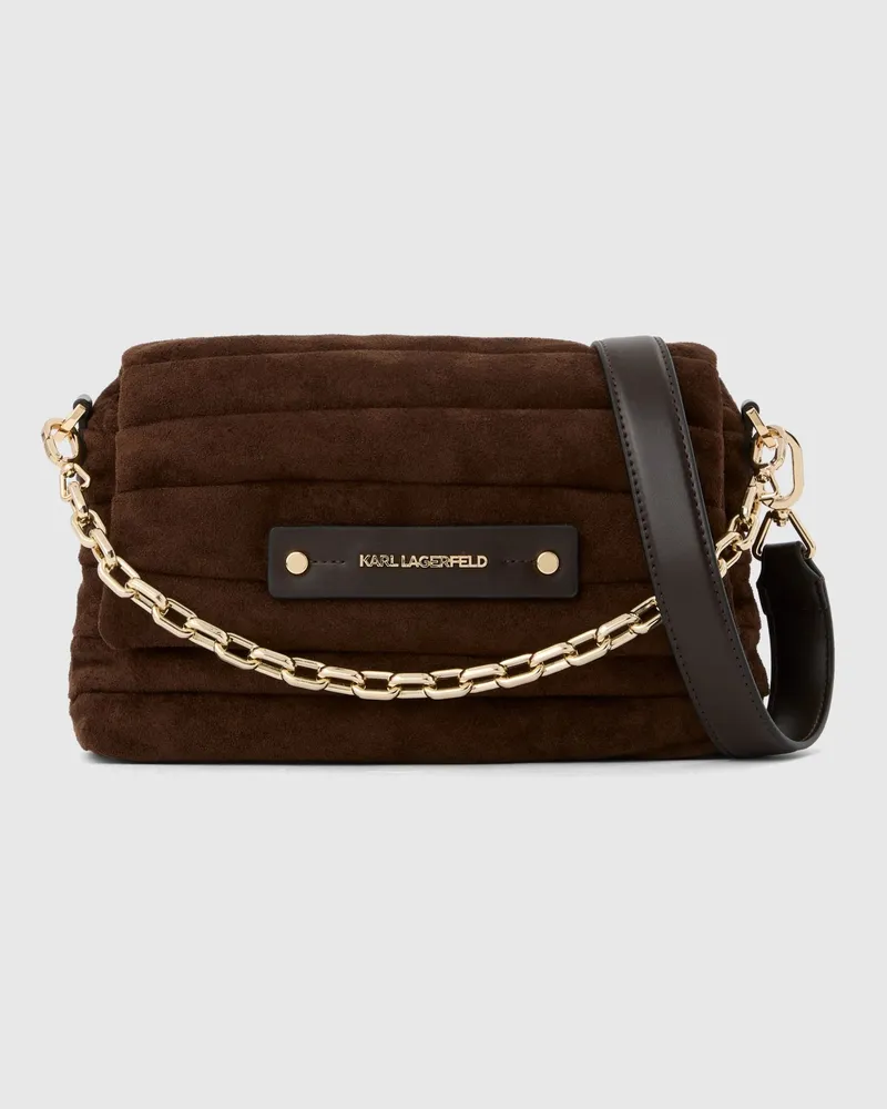 Karl Lagerfeld K/essential Plie Umhängetasche Aus Kunstwildleder, Damen, Tobacco, Größe Tobacco