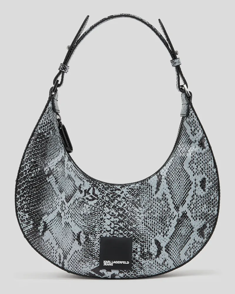 Karl Lagerfeld Halbmond-schultertasche In Schlangenleder-optik, Frau, Graue Schlange, Größe Graue