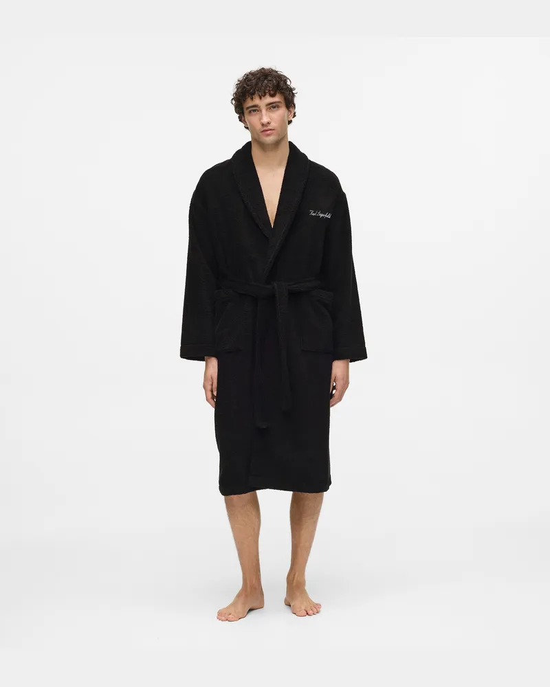Karl Lagerfeld Frotteebademantel, Herren, Schwarz, Größe Schwarz