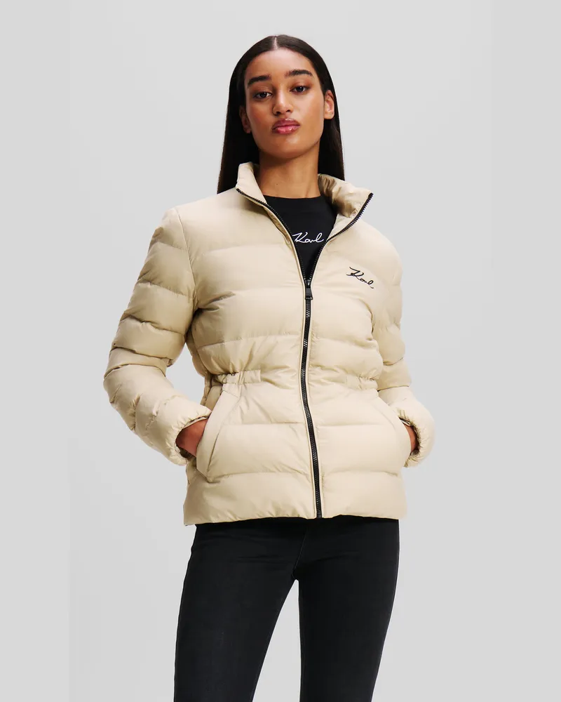 Karl Lagerfeld Signature Pufferjacke, Damen, Helles Beige, Größe Helles