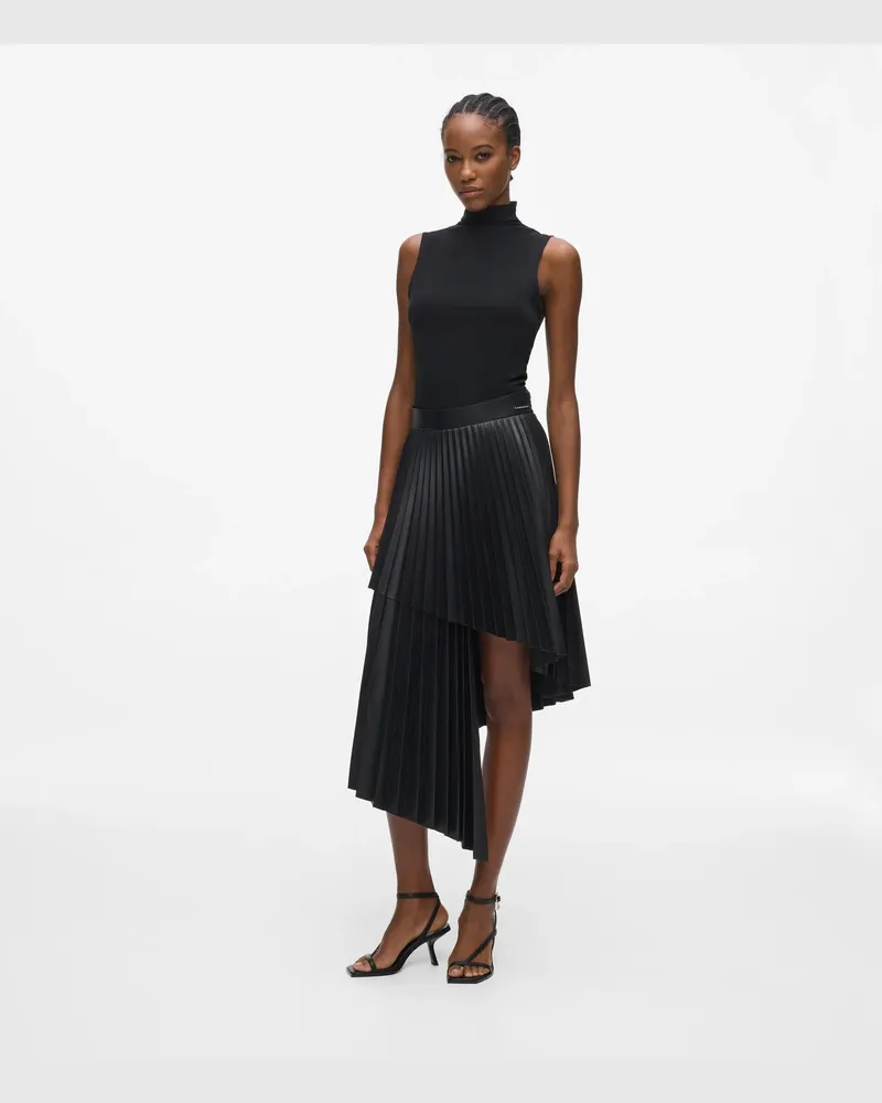 Karl Lagerfeld Faltenrock Aus Kunstleder, Damen, Schwarz, Größe Schwarz