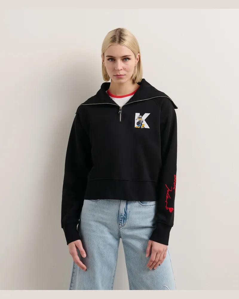 Karl Lagerfeld Disney X Kl Sweatshirt Mit Halblangem Reissverschluss, Damen, Schwarz, Größe Schwarz