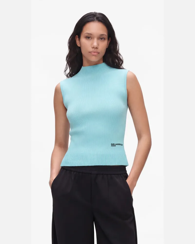 Karl Lagerfeld Ärmelloses Top Aus Strick, Female, Aquamarin, Size Blue
