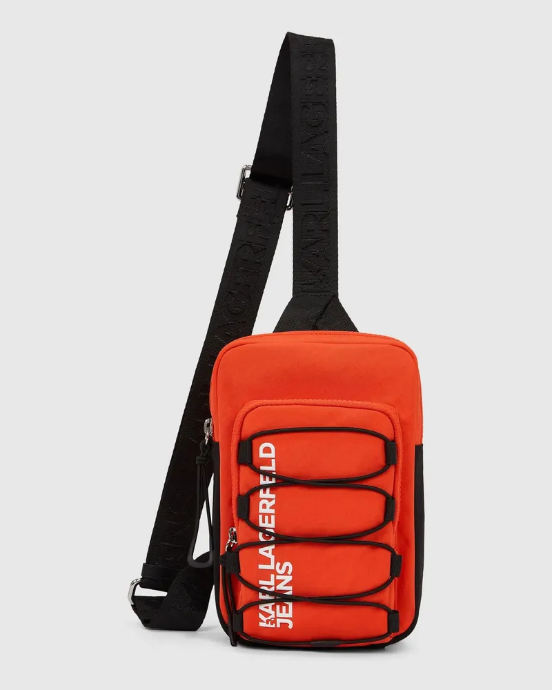 Karl Lagerfeld Umhängetasche Im Utility-stil Mit Kordelzug, Herren, Schwarze Streifen, Größe Schwarze