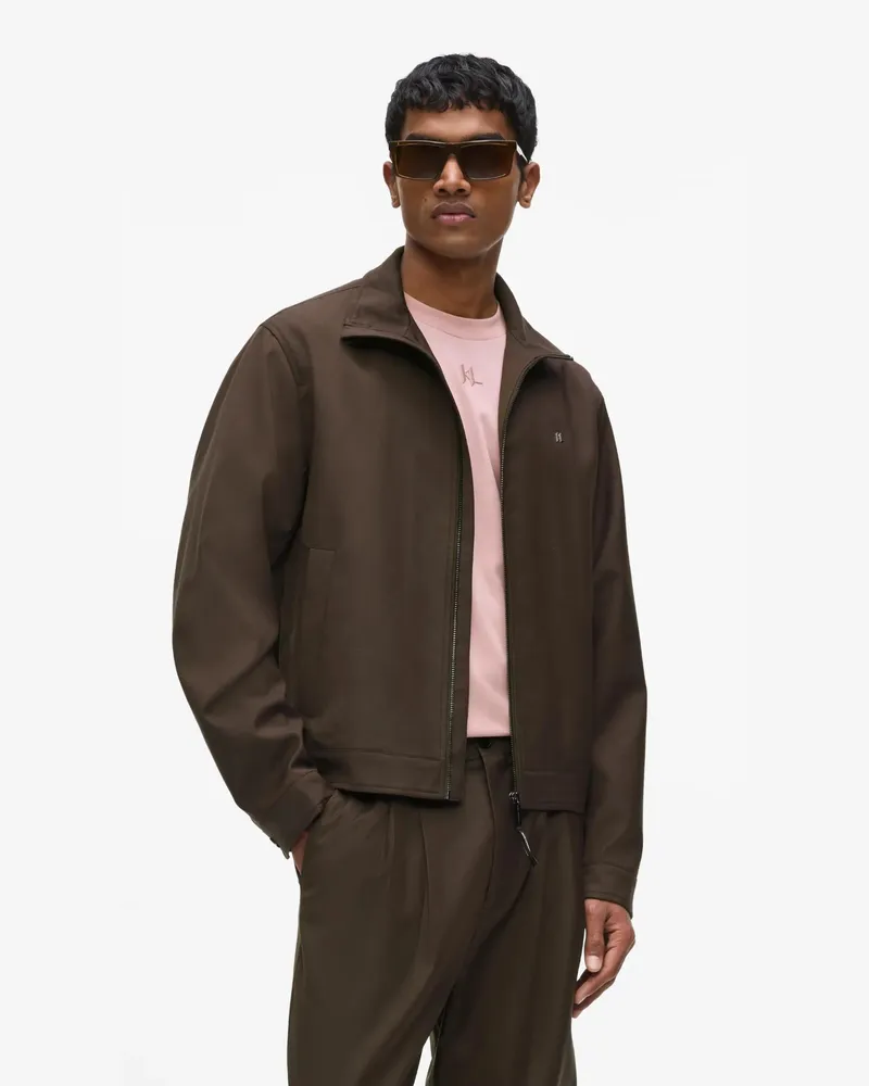 Karl Lagerfeld Leichte Jacke Aus Wollmischgewebe, Herren, Schwarzer Kaffee, Größe Schwarzer