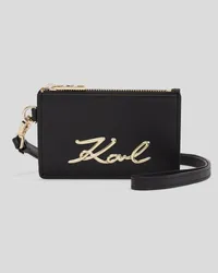 Karl Lagerfeld Karl signature Kartenetui mit Riemen, Frau, Schwarz Schwarz