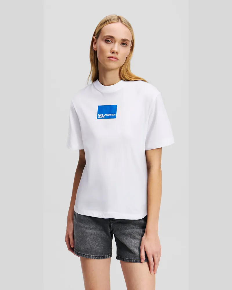 Karl Lagerfeld T-shirt Mit Klj-box-logo, Damen, Weiss, Größe Weiss